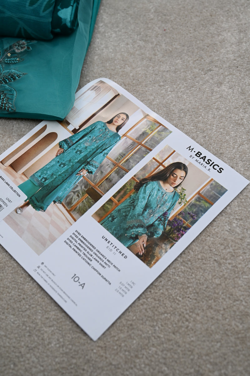 Lawn Sea Green Unstitched Suit - Maria B Eid Basic
