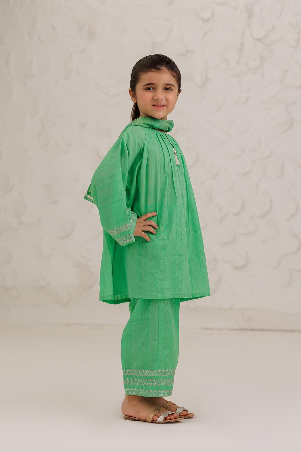 Cotton Dobby Turquoise Stitched Suit - Senorita