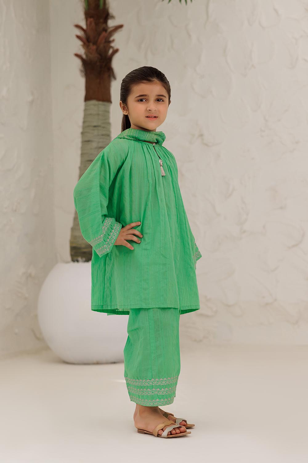 Cotton Dobby Turquoise Stitched Suit - Senorita