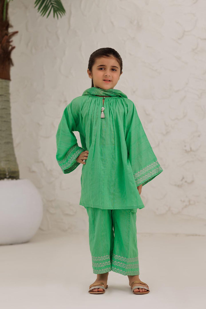 Cotton Dobby Turquoise Stitched Suit - Senorita