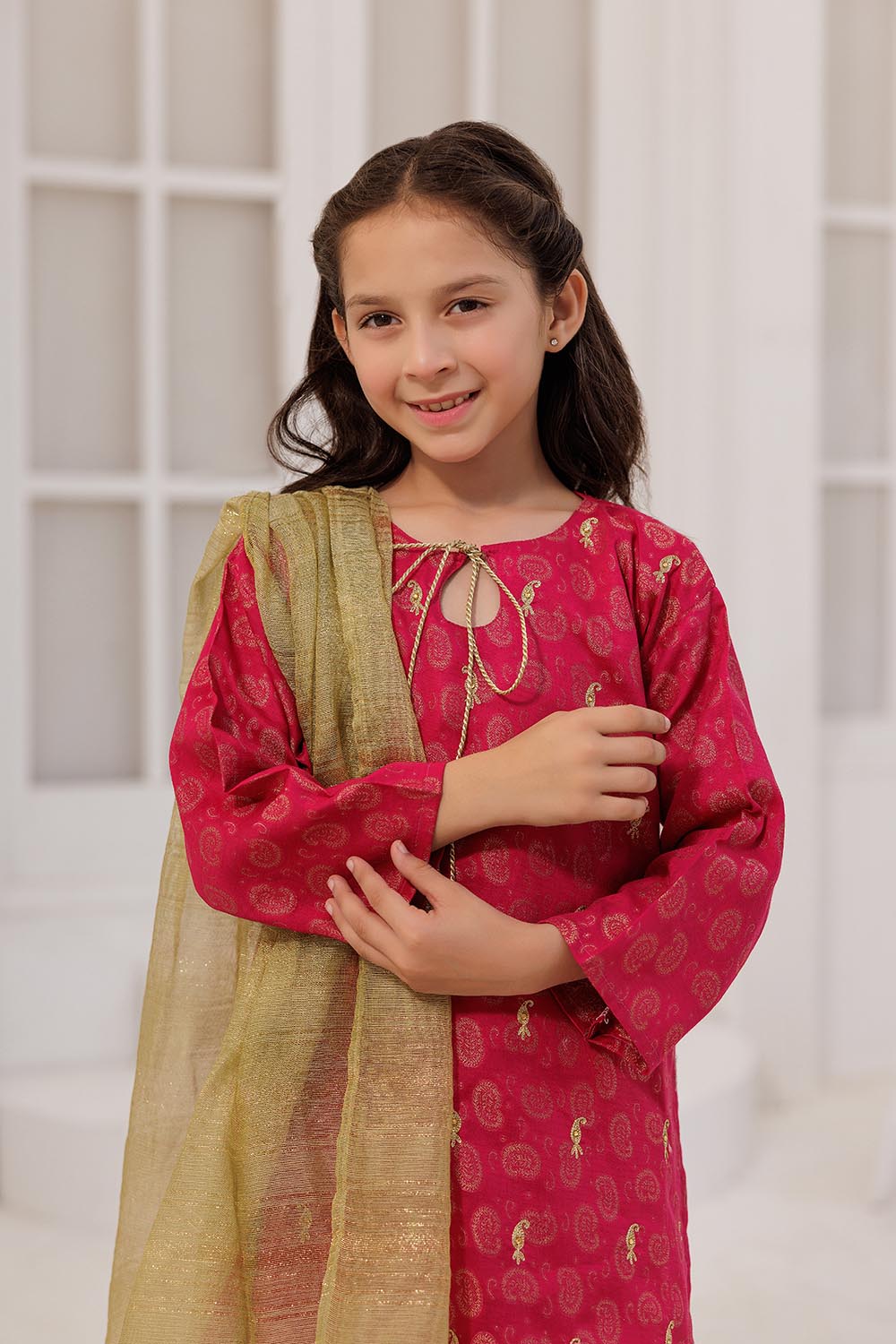 Cotton Jacquard Gold Stitched Suit - Senorita