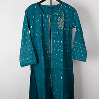 Turquoise Stitched Suit - Ochre
