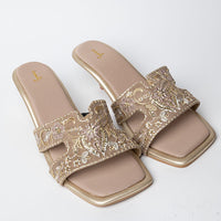 Raw Silk Brown Chappal - J. Junaid Jamshed