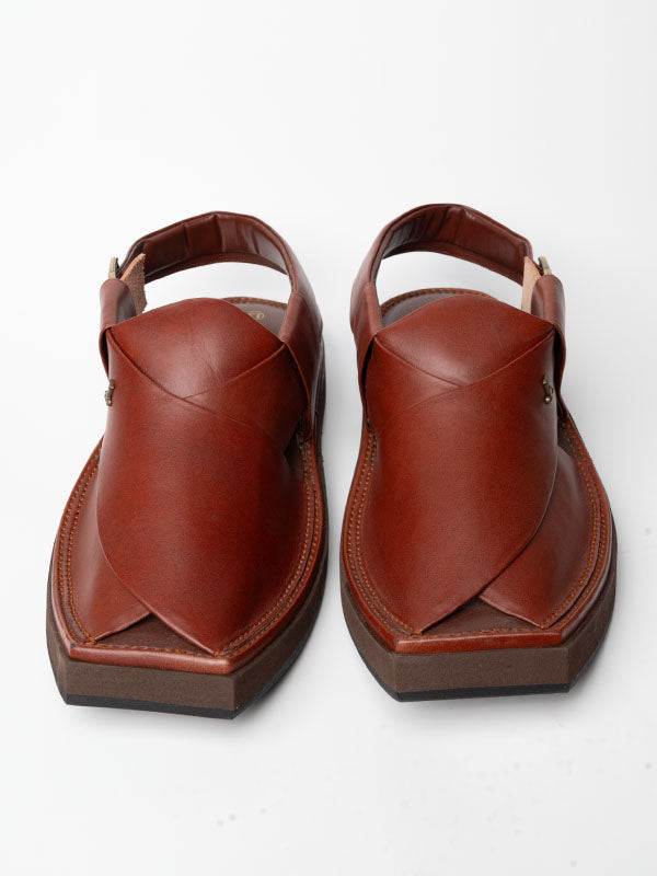 Plain Red Peshawari Chappal - J. Junaid Jamshed