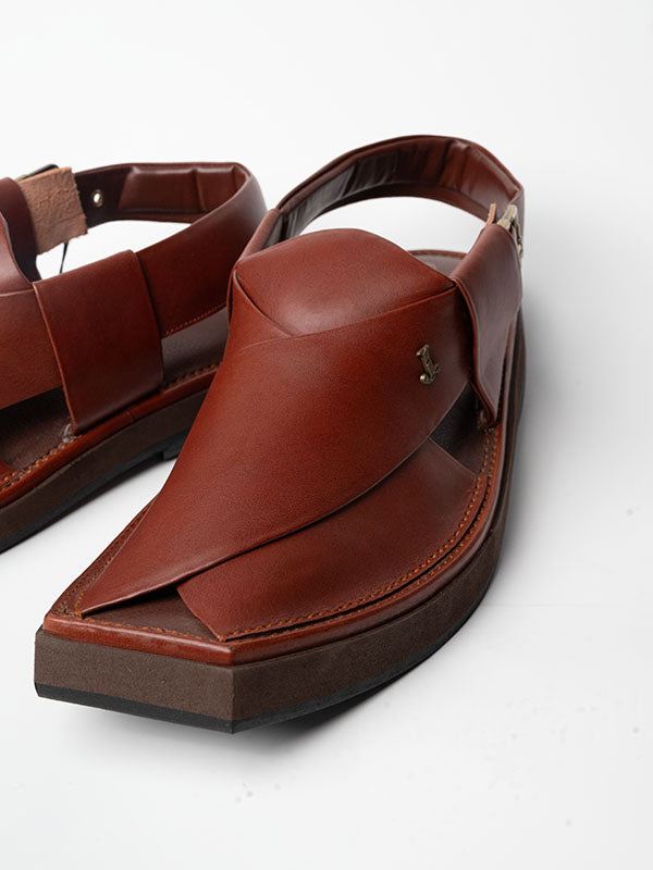 Plain Red Peshawari Chappal - J. Junaid Jamshed