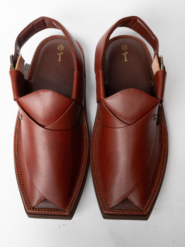 Plain Red Peshawari Chappal - J. Junaid Jamshed