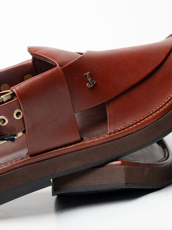 Plain Red Peshawari Chappal - J. Junaid Jamshed
