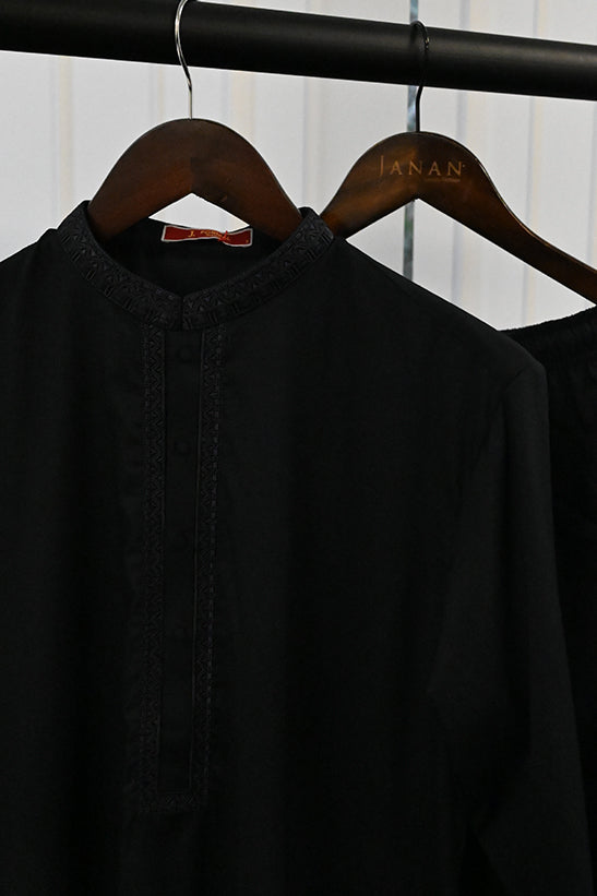 Blended Navy Blue Kurta Trouser- J. Junaid Jamshed