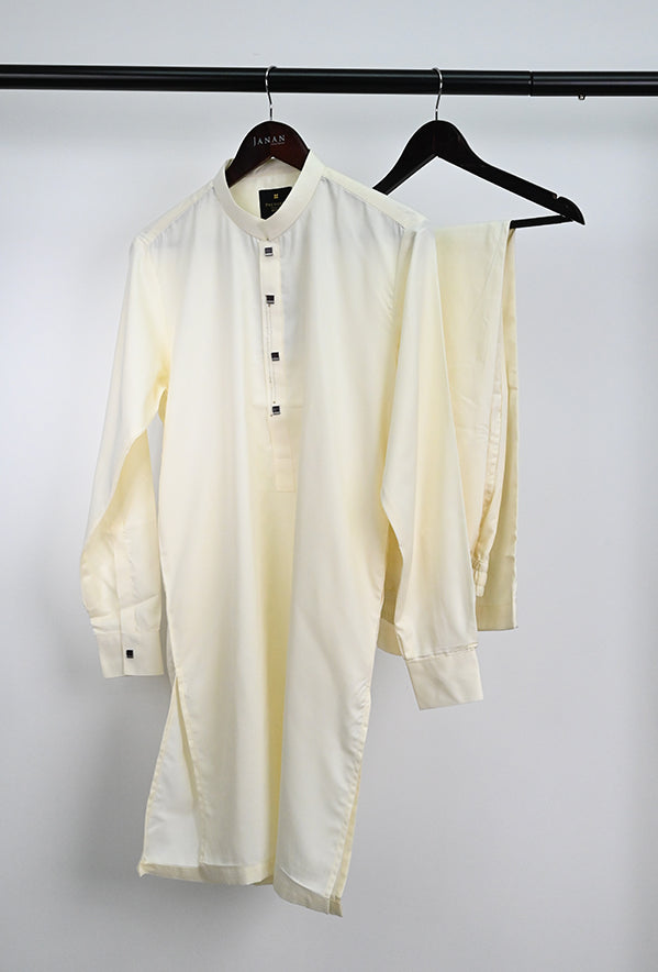 Blended Cream Kurta Trouser - President by Gul Ahmed