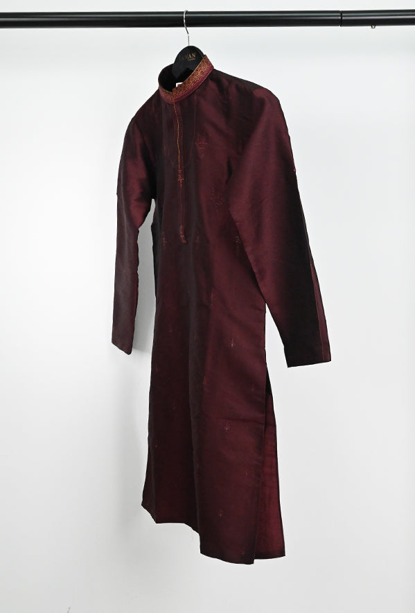 Polyester Maroon Special Kurta - J. Junaid Jamshed