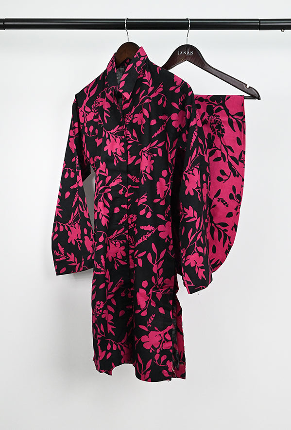 Khaddar Black & Red Stitched Suit - Limelight