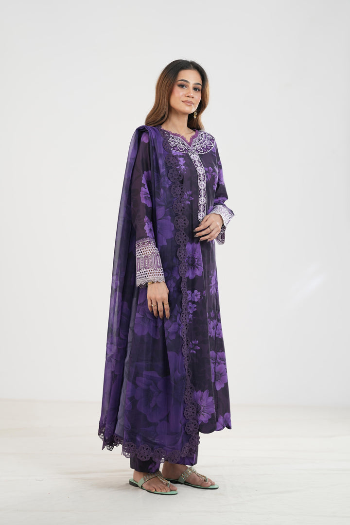 Violet Breeze - Farasha Printed Essentials Stitched