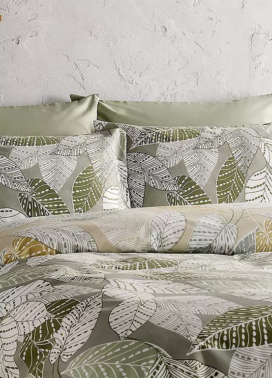 Vantona Essentials Green Leaves Duvet Cover Set - Green