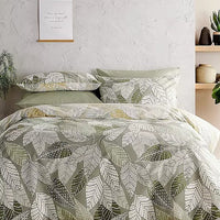Vantona Essentials Green Leaves Duvet Cover Set - Green