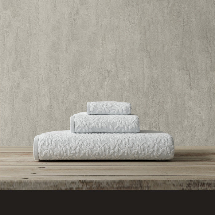 Vantona Luxury Leaf Jacquard Cotton Towel – White