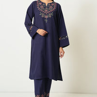 Satin Jacquard Navy Stitched Suit - Zeen
