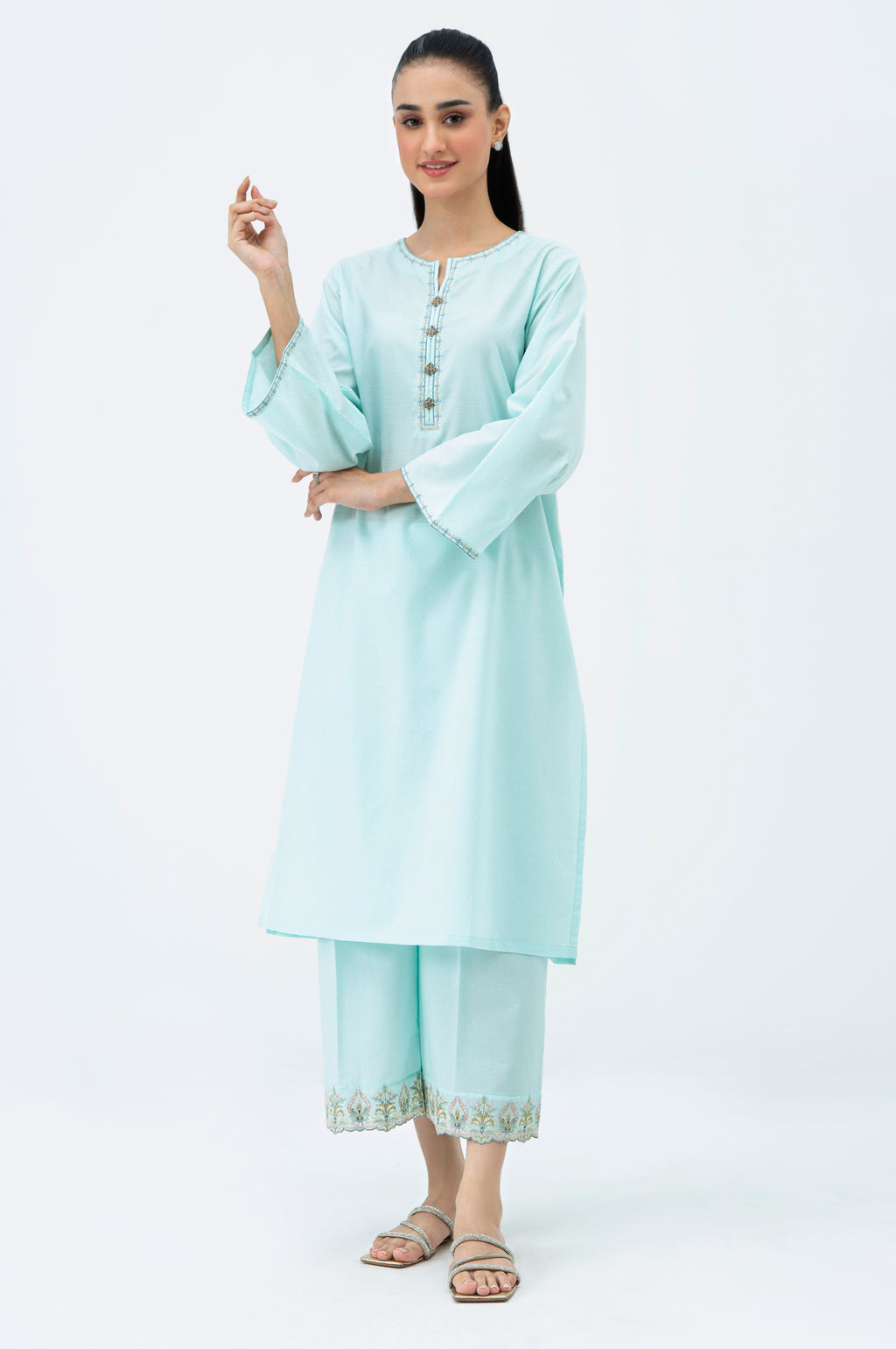 Dobby Light Blue Stitched Suit - Zeen