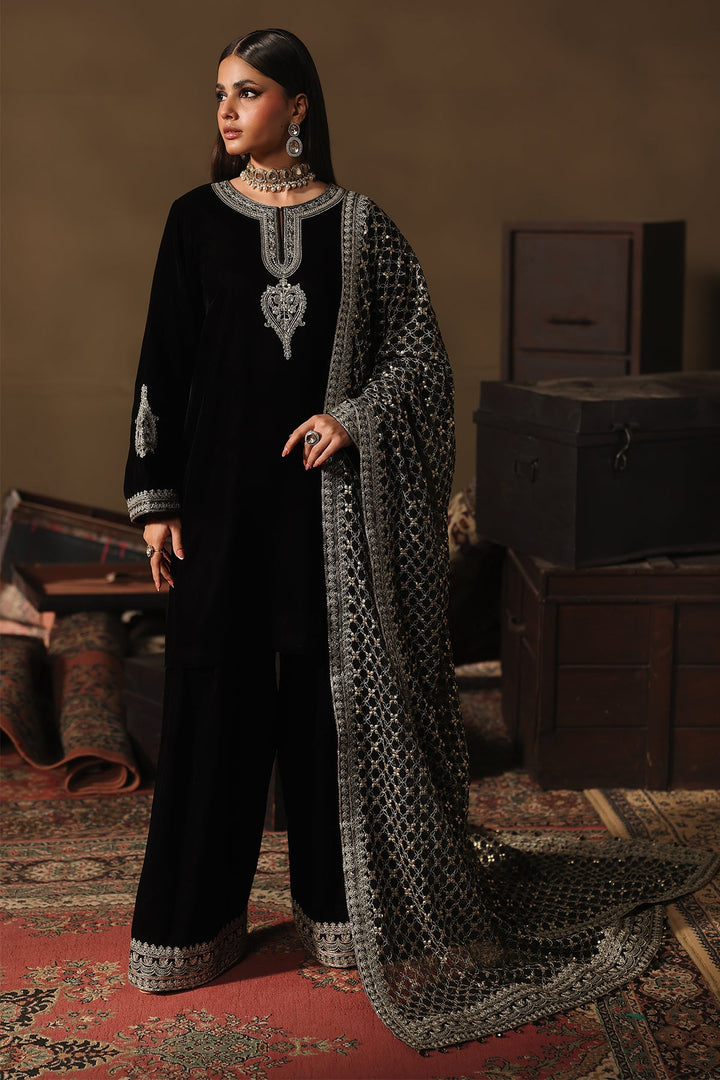 Velvet Black Stitched Suit - Charizma