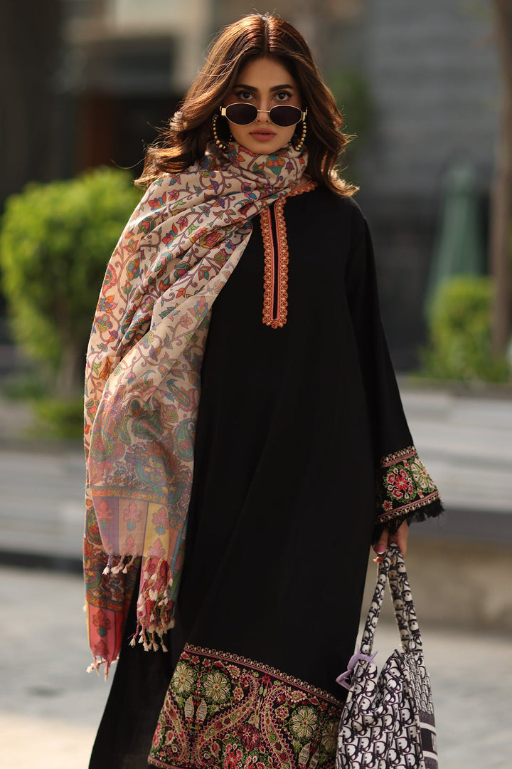 Embroidered Raw Silk Black Stitched Suit - Charizma