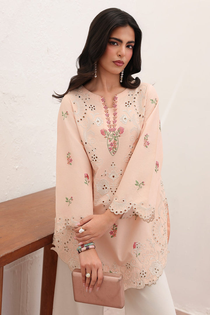 Embroidered Lawn Blush Peach Stitched Suit - Charizma