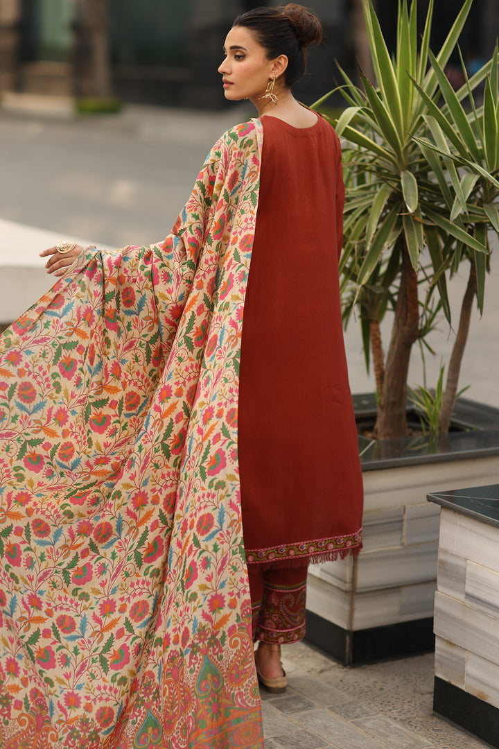 Embroidered Raw Silk Orange Stitched Suit - Charizma