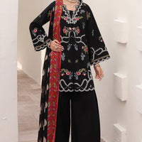 Embroidered Lawn Black Stitched Suit - Charizma