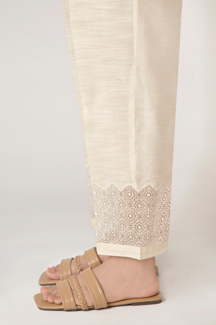 Embroidered Off White Trouser - Zeen