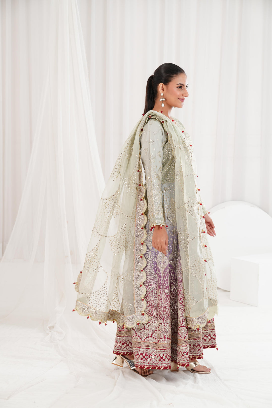 Embroidered Chiffon Purple Suit - Jazmin Wedding Formals Stitched