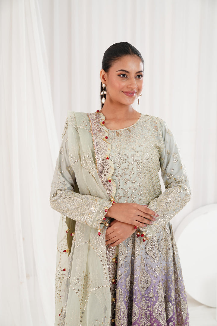Embroidered Chiffon Purple Suit - Jazmin Wedding Formals Stitched