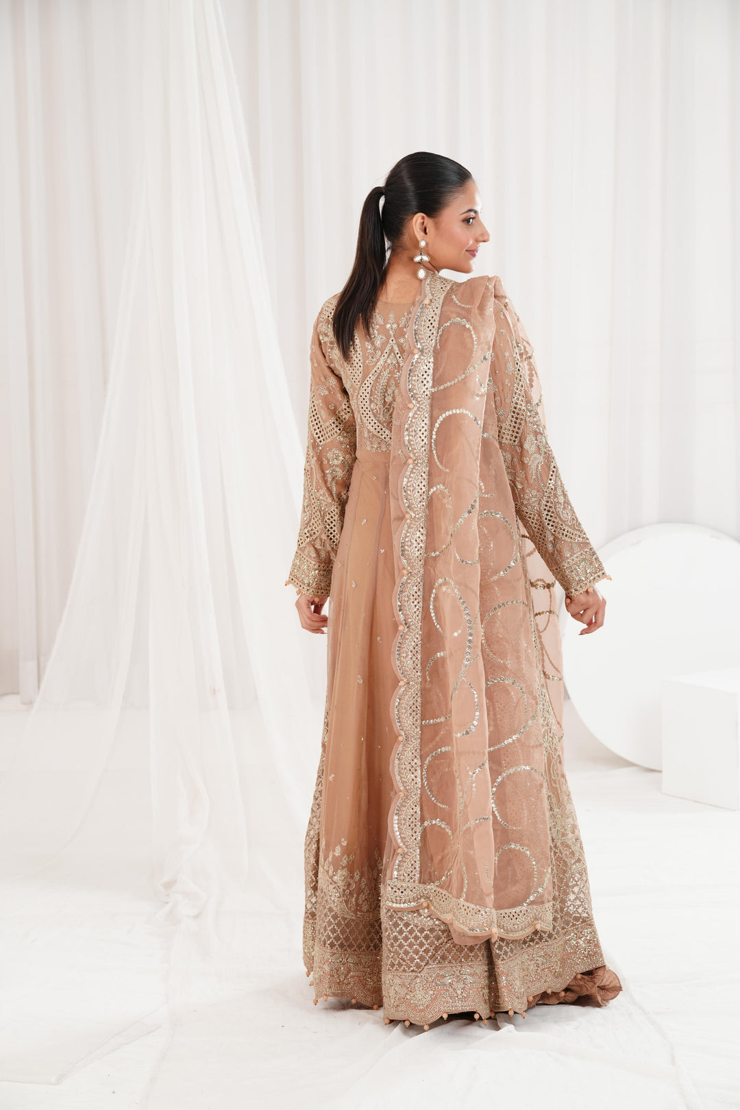 Embroidered Chiffon Skin Suit - Jazmin Wedding Formals Stitched
