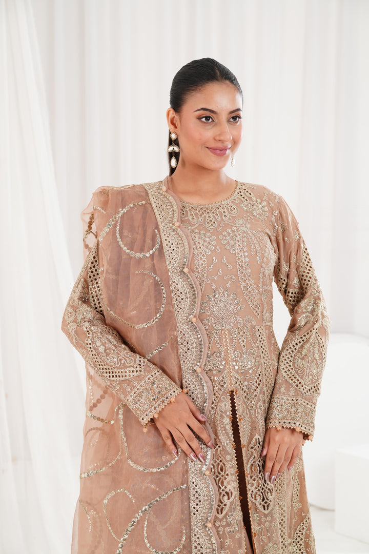Embroidered Chiffon Skin Suit - Jazmin Wedding Formals Stitched