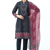 Lawn Black Stitched Suit - Zeen