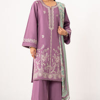 Cotton Linen Lilac Stitched Suit - Zeen