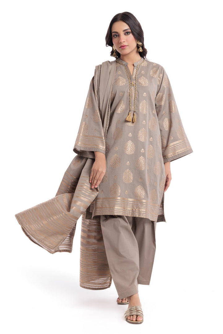 Jacquard Grey Stitched Suit - Bonanza
