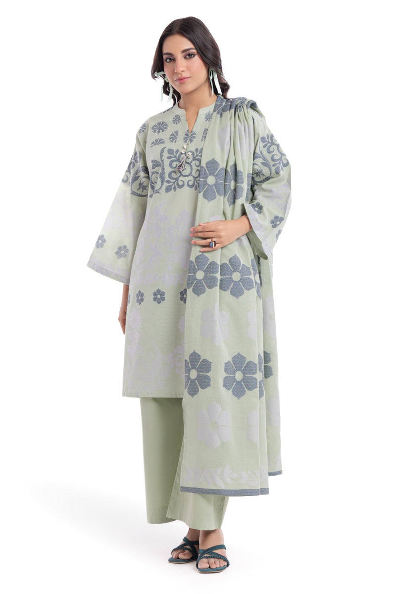 Jacquard Mint Green Stitched Suit - Bonanza