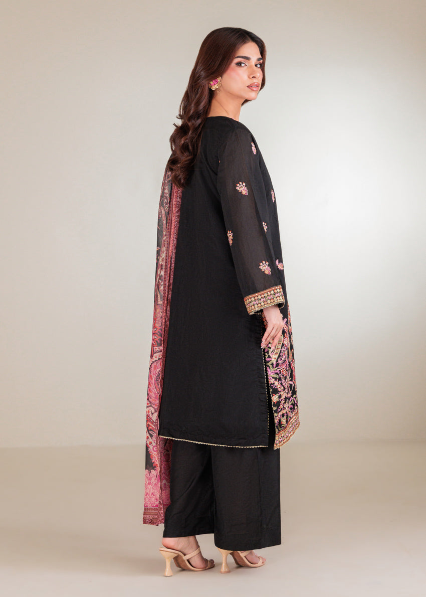 Khaddi Black Stitched Suit - Bonanza