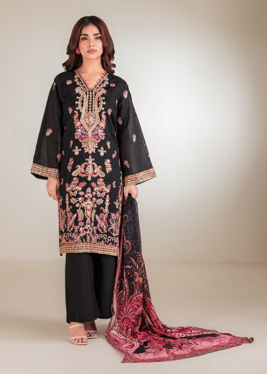 Khaddi Black Stitched Suit - Bonanza