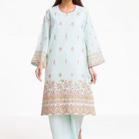 Cotton Silk Blue Stitched Suit - Bonanza