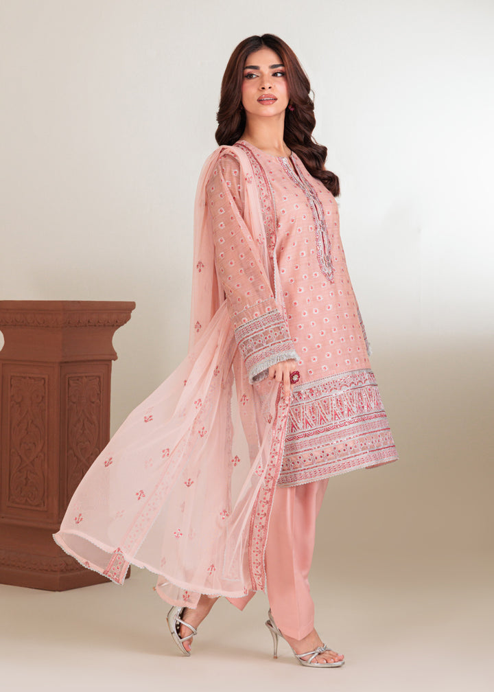 Jacquard Pink Stitched Suit - Bonanza