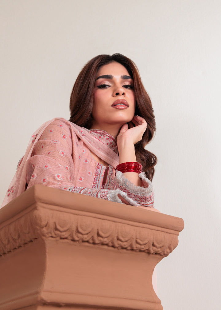 Jacquard Pink Stitched Suit - Bonanza