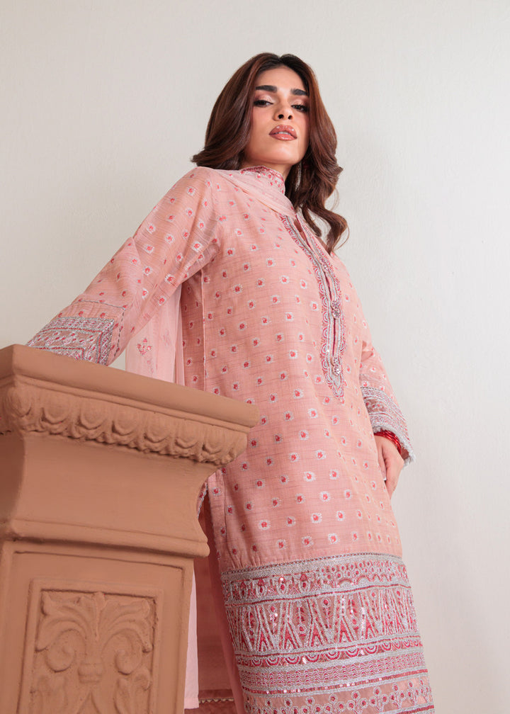 Jacquard Pink Stitched Suit - Bonanza