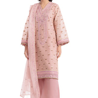 Embroidered Baby Pink Stitched Suit - Bonanza