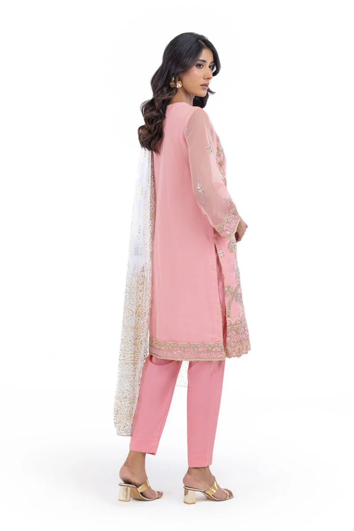 Textured Pink Stitched Suit - Bonanza
