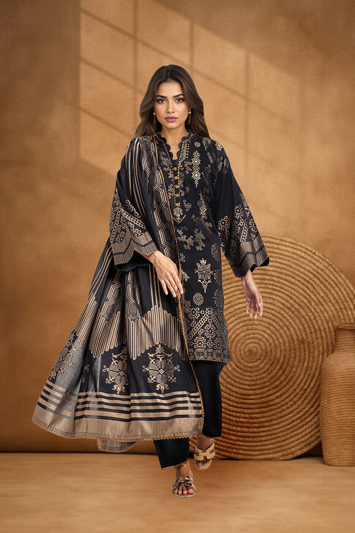 Jacquard Black Stitched Suit - Bonanza