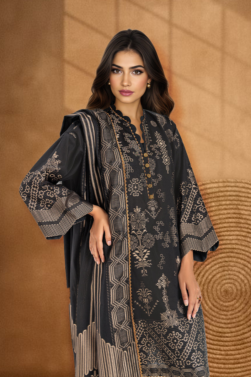 Jacquard Black Stitched Suit - Bonanza