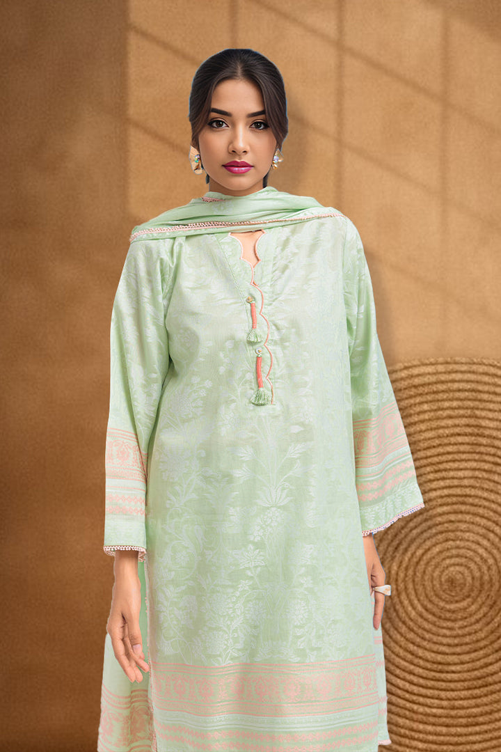 Jacquard Mint Green Stitched Suit - Bonanza