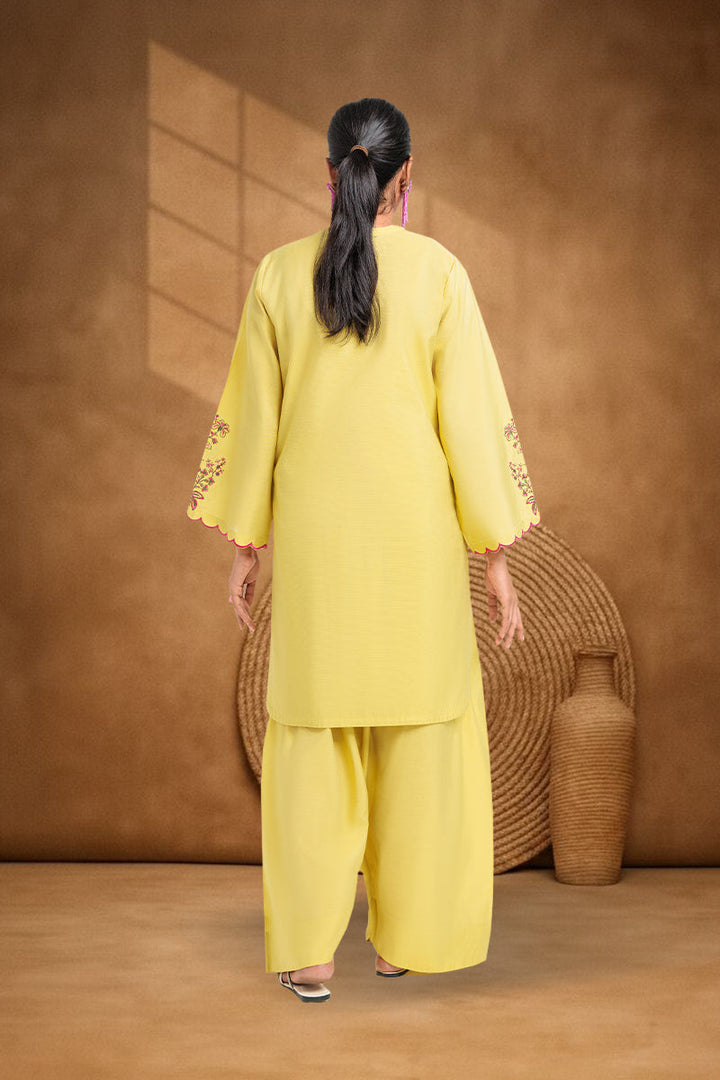Cotton Silk Lime Stitched Suit - Bonanza