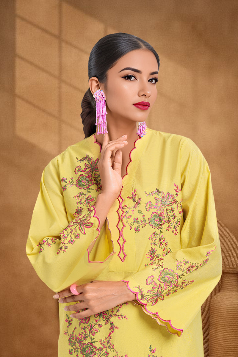 Cotton Silk Lime Stitched Suit - Bonanza