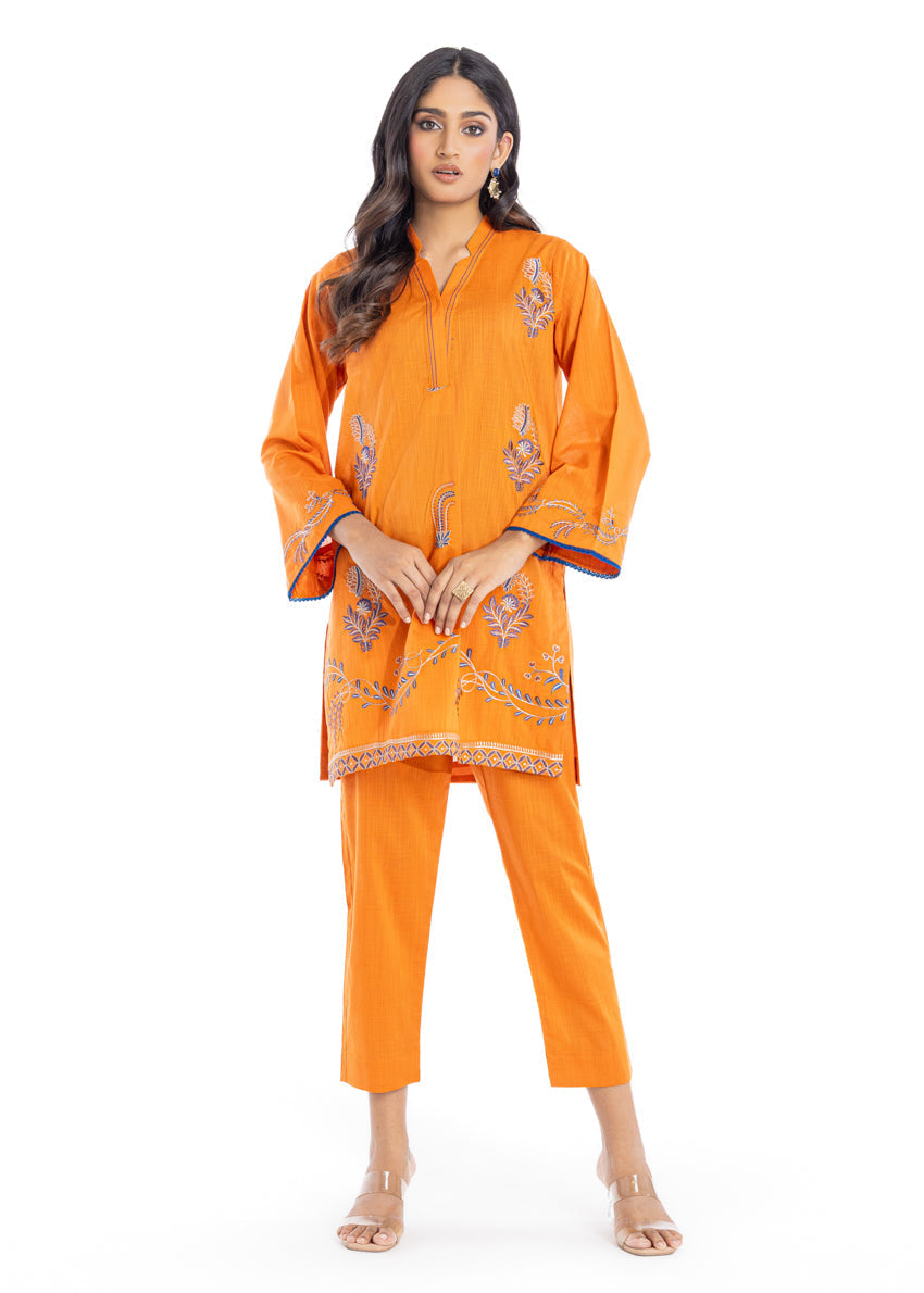 Slub Orange Stitched Suit - Bonanza