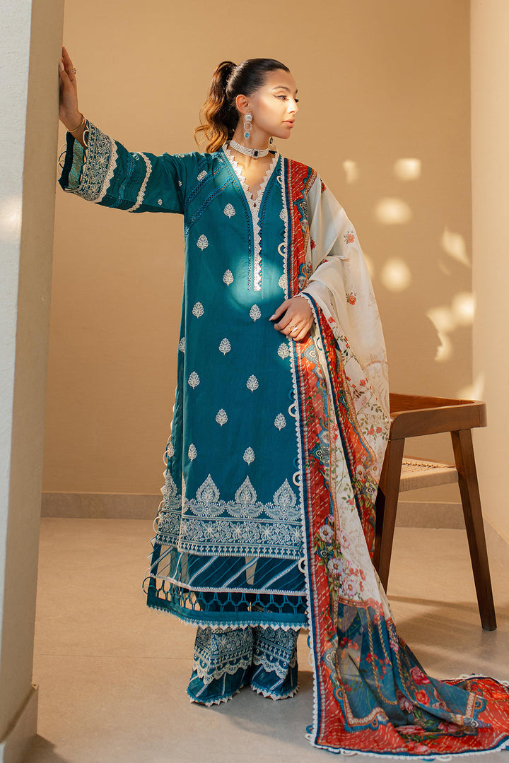 Embroidered Chikankari Ferozi Stitched Suit - Zellbury